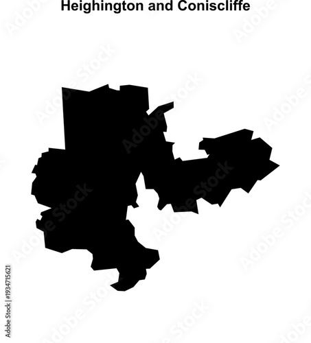 Heighington and Coniscliffe (England) blank outline map