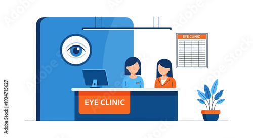 Eye Clinic Reception Design Illustrating Healthcare Services And Eye Care Procedures