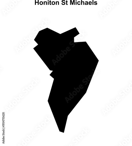 Honiton St Michaels (England) blank outline map