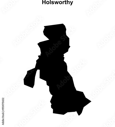 Holsworthy (England) blank outline map