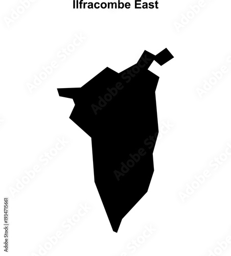 Ilfracombe East (England) blank outline map