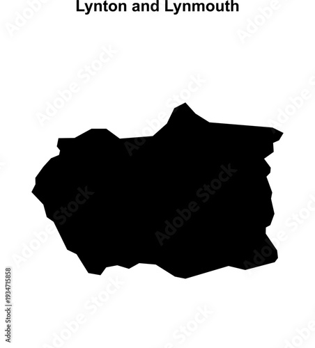 Lynton and Lynmouth (England) blank outline map