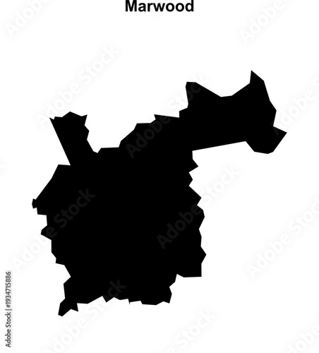 Marwood (England) blank outline map