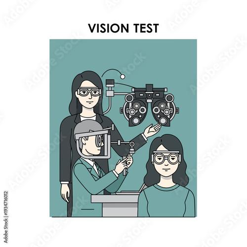 Eye Doctor Performing Vision Examination With Patient Using Sophisticated Optical Equipment In