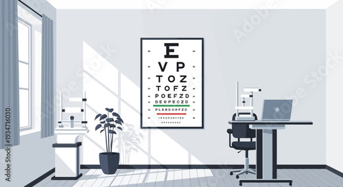 Eye Doctor's Office Depiction: A Clean, Modern, And Clinical Visual Representation