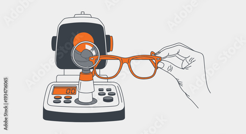 Eye Examination and Testing: An Illustration Depicting Optics and Vision Healthcare Analysis
