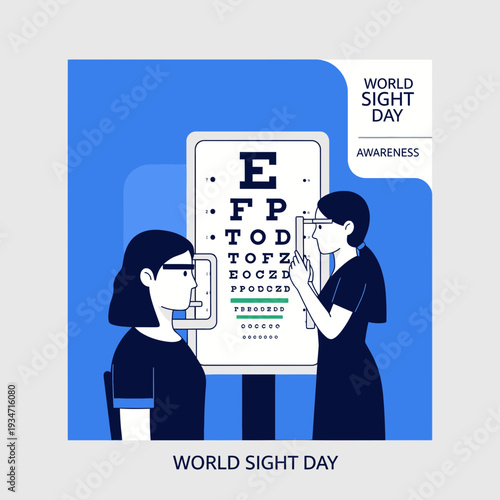 Eye Examination And World Sight Day: Visual Acuity Test And Healthcare Awareness Illustration