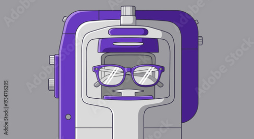 Eye Examination Device Showing Eyeglasses Ready for Vision Test, Illustration Artwork