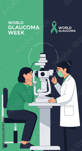 Eye Examination During World Glaucoma Week: Medical Professional Inspecting Patient's Eyes