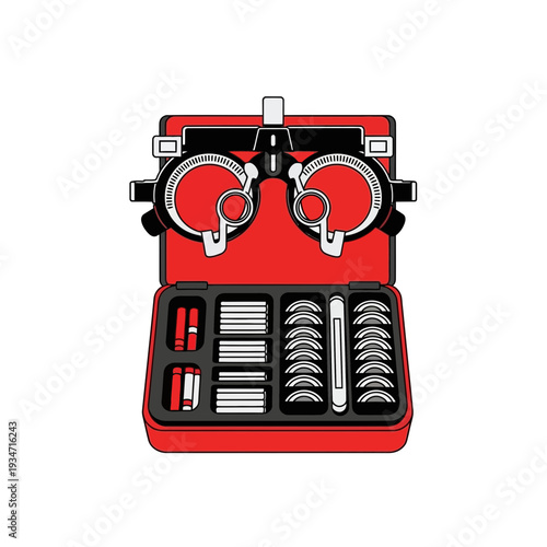Eye Examination Equipment: A Detailed Illustration Of Optometry Tools For Vision Testing And