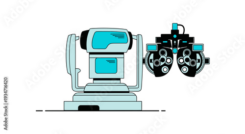 Eye Examination Equipment Illustration For Vision Testing and Medical Eye Care Analysis