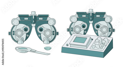 Eye Examination Equipment Illustration For Vision Testing And Optometry Clinics Display