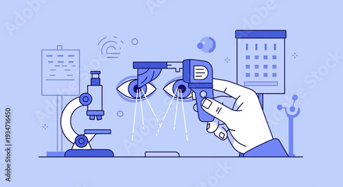 Eye Examination Illustration, Visual Acuity Test, Ophthalmology, Eye Care, Medical Checkup
