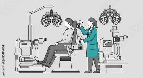 Eye Examination Procedure: Medical Professional Conducting a Vision Test