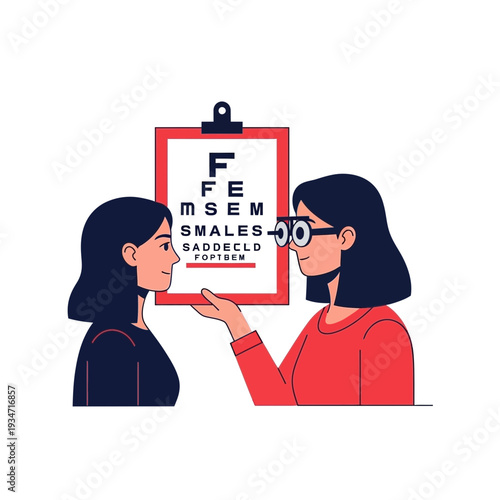 Eye Examination Visual Acuity Test, Optometrist Assessing Patient Eyesight, Healthy Vision Care