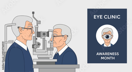 Eye Examination Visual Depiction of Patient at Clinic for Vision Testing and Health