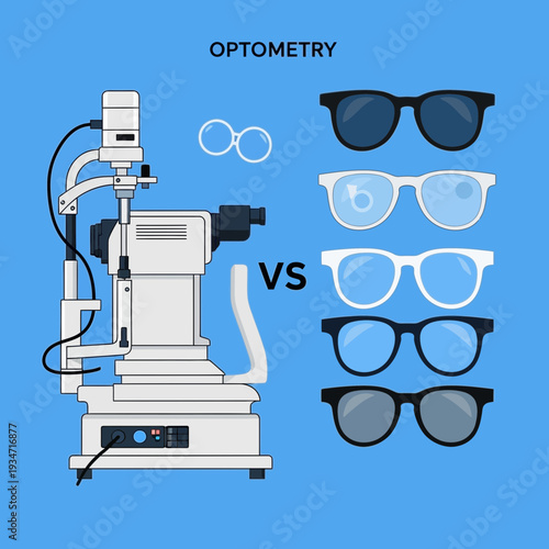 Eye Examination Visual Acuity Test Comparison of Optometry Equipment and Eyewear Selection
