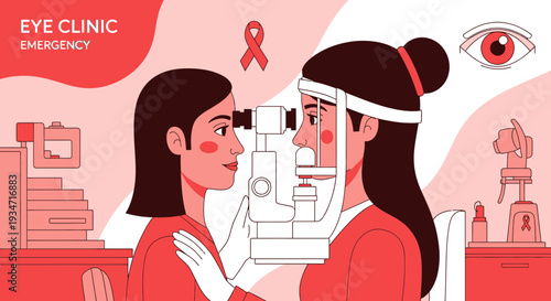 Eye Examination Visual Depiction: An Ophthalmologist Conducting an Eye Exam in Clinic Setting
