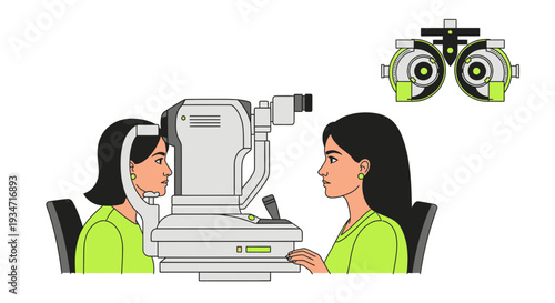 Eye Examination Visual Illustration: Medical Checkup and Sight Analysis for Patient Well-being