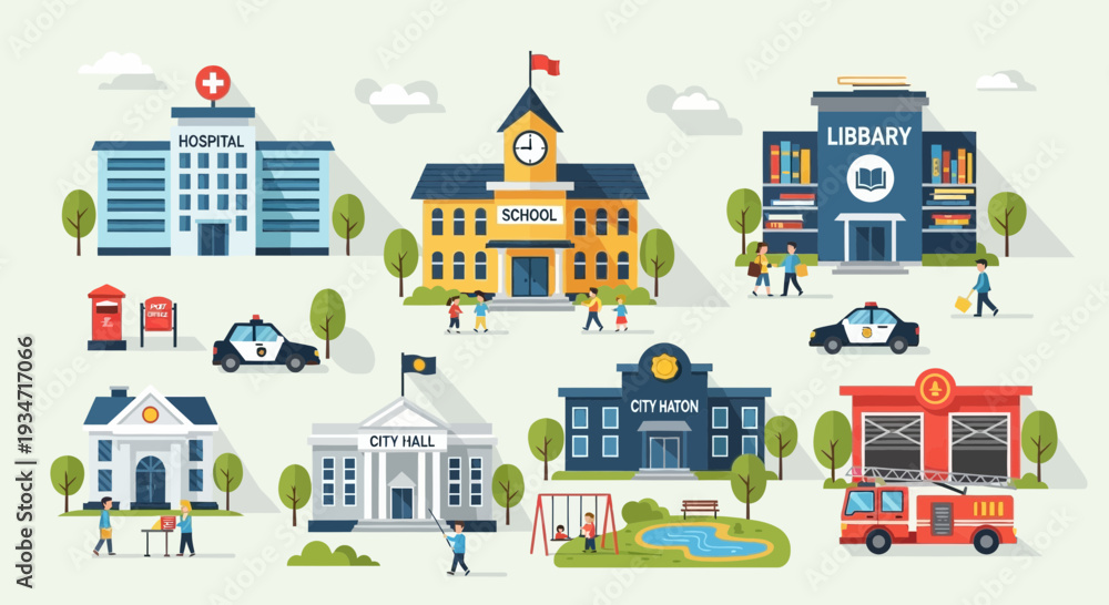 Naklejka premium City Community Buildings