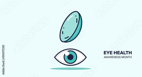 Eye Health Awareness Featuring Contact Lens And A Human Eye Vector Illustration