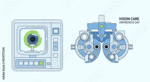 Eye Health Illustration: Depicting Optometry and Vision Screening, Health Awareness Concept