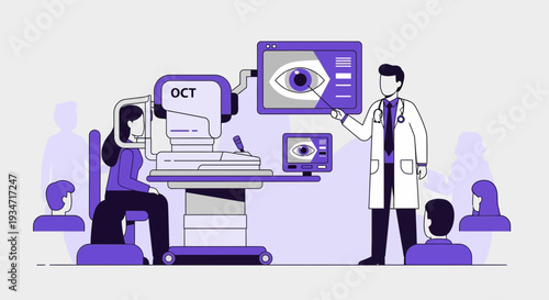 Eye Health Examination Depicted With Doctor Showing Eye Test Result, Medical Concept