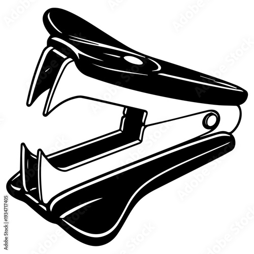 staple remover with metal jaws and ergonomic handle, office stationery tool for removing staples from paper. Perfect for office supplies designs, school illustrations, productivity icons.