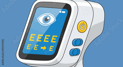 Eye Test Device Showing Letters and Power Button in a Medical and Healthcare Setting