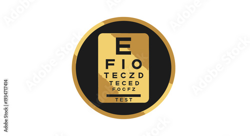 Eye Test Chart In Round Frame Depicting Vision Examination Symbol on White