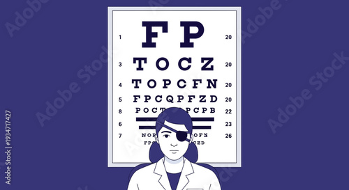 Eye Test Illustration Depicting Healthcare Professional With Patient And Eye Chart