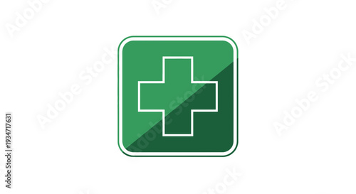 First Aid Symbol on Green Sign Represents Emergency Healthcare and Assistance