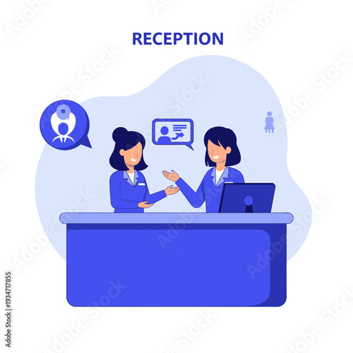 Friendly Receptionists Engaging in Communication and Providing Assistance at the Desk
