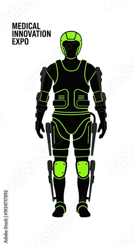 Futuristic Medical Exoskeleton Illustration Showcasing Advanced Technological Innovations for