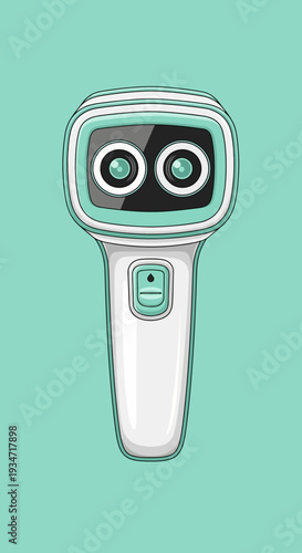 Futuristic Diagnostic Device Illustration With Digital Interface and Modern Technological Design