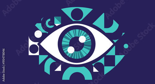 Geometric Eye Design Depicting Perception, Vision, and Symbolic Observation
