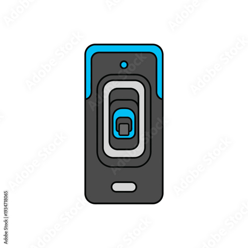 Geometric Smart Device Illustration with Blue Accents on a White Background Modern Tech Design