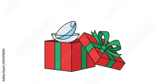 Gift Box And Lenses Illustration Depicting Modern Eye Care And Presentation