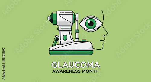 Glaucoma Awareness: A Vector Illustration Showcasing Eye Examination And Health