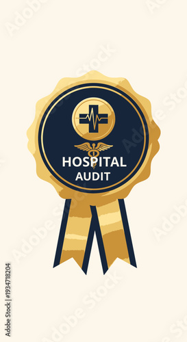 Gold Hospital Audit Badge Depicting Quality Assurance and Healthcare Excellence Recognition