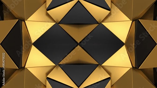 Abstract golden geometric tunnel loop seamless 4k motion footage cinematic video clip