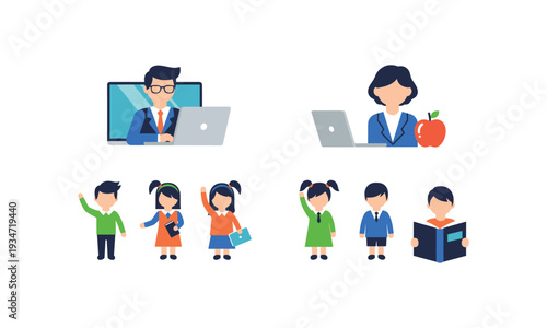 Online learning and students a colorful illustration of education