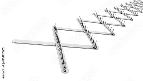 Fotografi Road spike or tire trap on transparent background