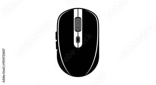 Black computer mouse device closeup.