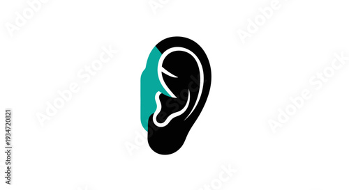 Graphic Ear Illustration Featuring Geometric Shapes And Contrasting Colors Aesthetic