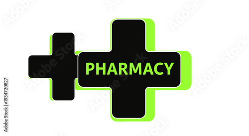 Graphic Illustration Depicting a Pharmacy Cross Symbol on a White Background