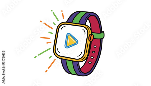 Wearable vector smart watch with fitness app display representing biometric tracking and healthcare technology for World Health Day