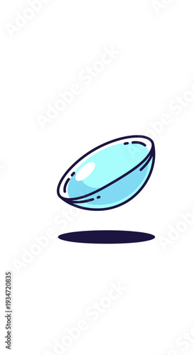Graphic Illustration Depicting a Single Contact Lens with a Subtle Shadow on White Backdrop