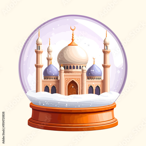 The white marble Taj Mahal mausoleum with grand dome and minarets in Agra India against a clear blue sky