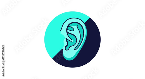 Graphic Illustration Depicting An Ear Symbolized Within A Circular Design